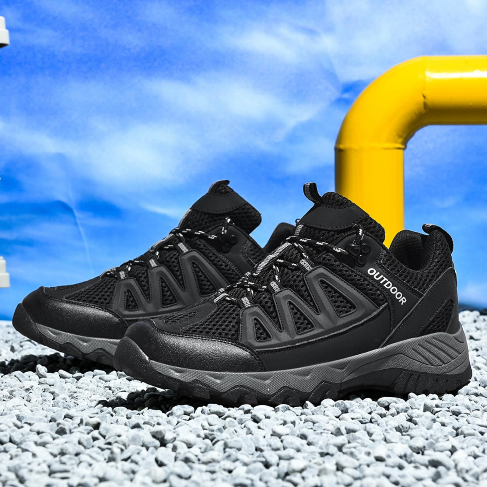 Lekkie męskie buty turystyczne oddychające buty trekkingowe | Niskie, ze wsparciem łuku stopy, antypoślizgowe, Sportowe w stylu casual, buty do chodzenia, na szlak i kemping