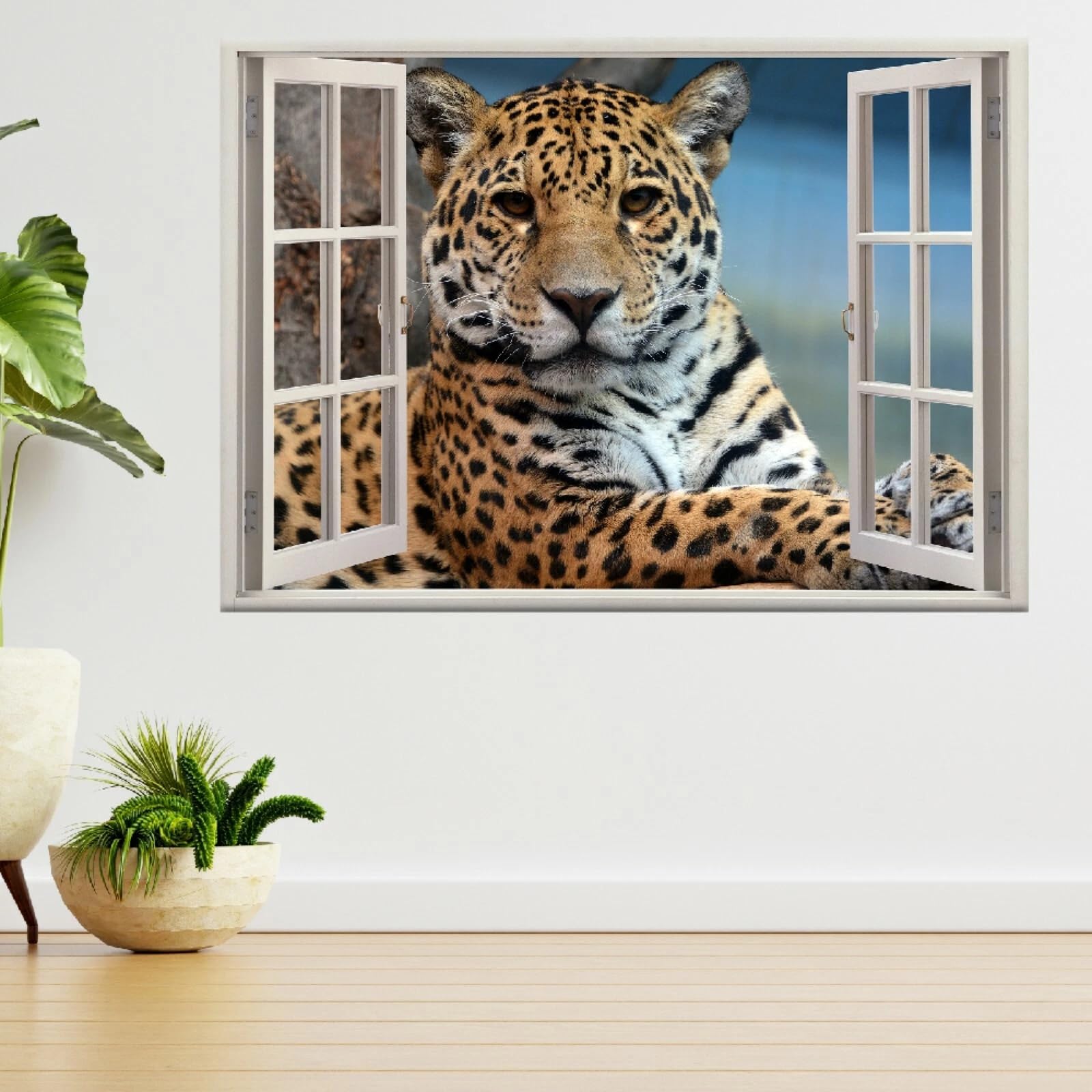 Vinilos Decorativos 3D Rotos Animales Leopardo Tatuaje de pared vinilo extraíble decoración del hogar Calcomanías impermeables para Guardería Habitación Decoración de pared 70x122cm