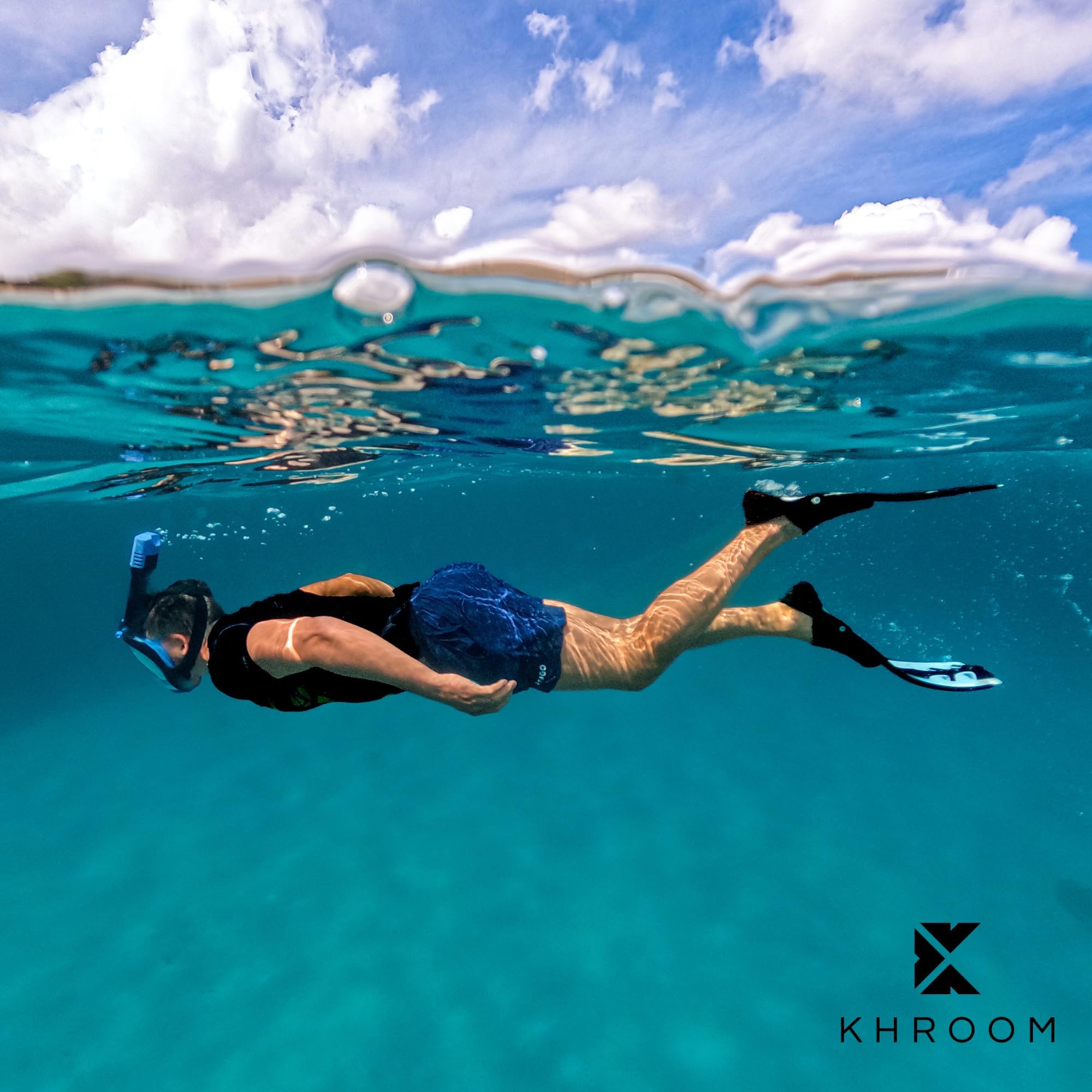 Khroom Flossen Erwachsene Gr. 36-47 - Hochwertig, Made in Italy, Schwimmflossen zum Schnorcheln & Tauchen, Unisex verstellbare Schnorchelflossen / Taucherflossen Damen & Herren