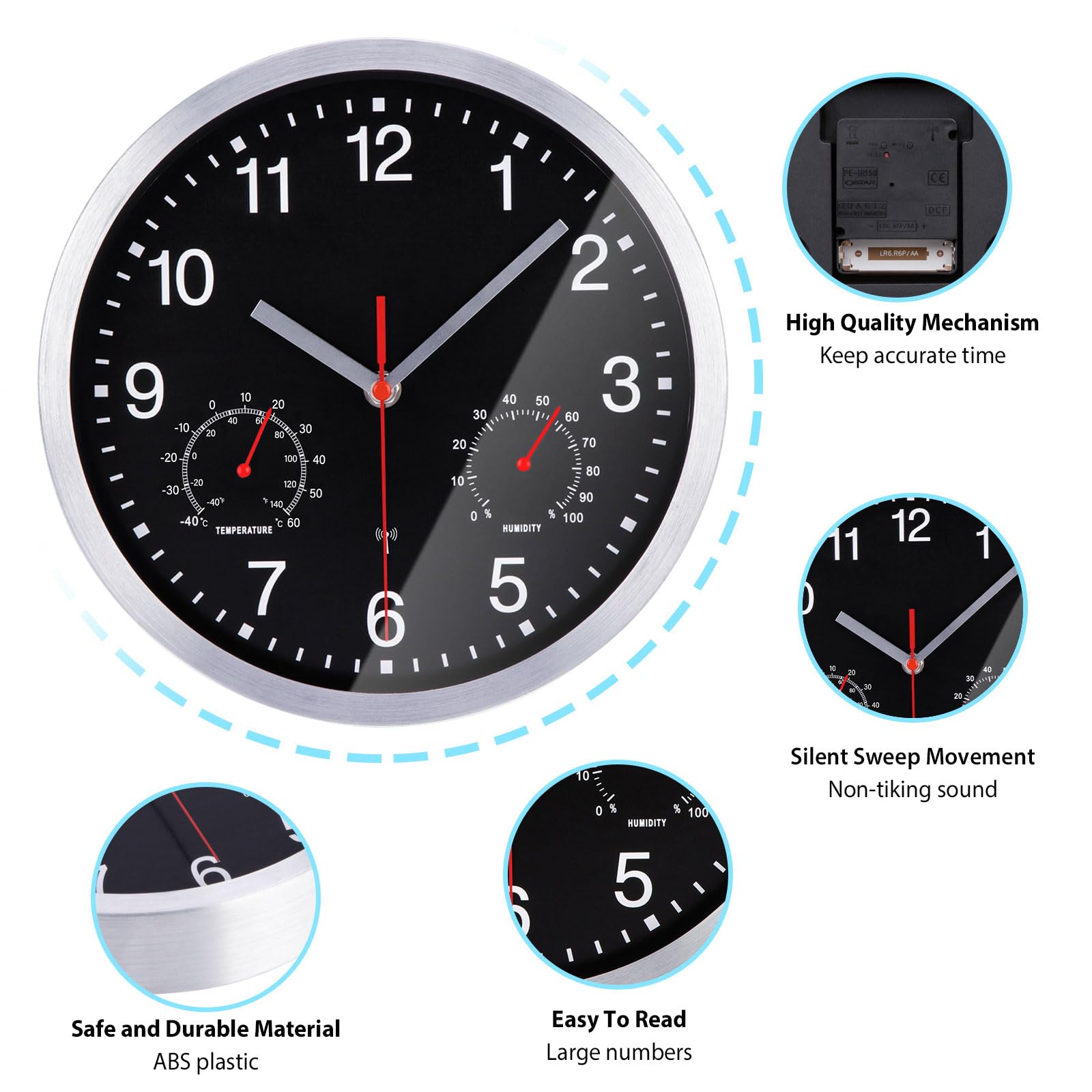 SIÈCLE HORLOGE MURALE Silencieuse Sans -hygromètre EUR 62,98 - PicClick FR