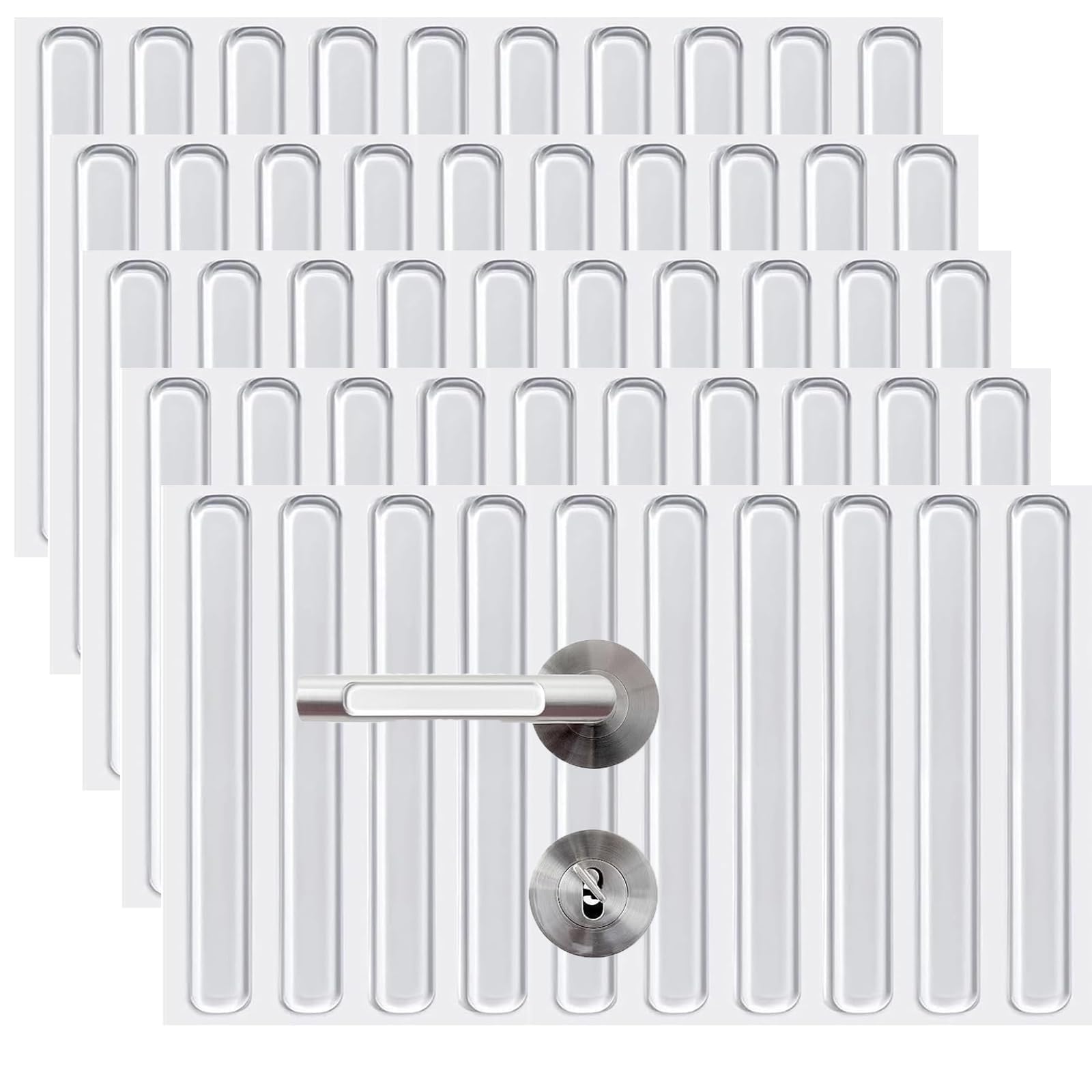 50 Pcs Door Silencer, Cupboard Door Stoppers, Door Pads Stop Slamming, Door Bumper Pads, Transparent Reusable Silicone Pads, Silicone Door Stopper for Noise Reduction, Wall and Furniture Protect