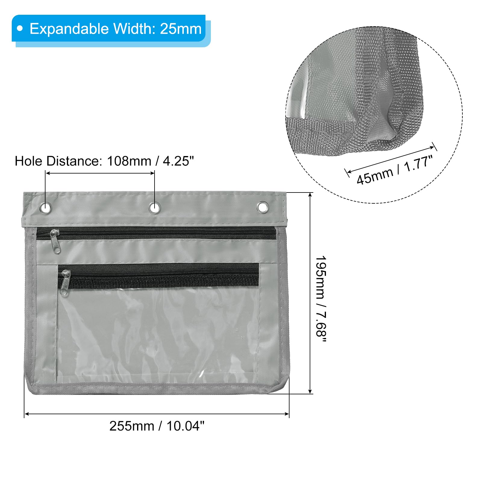 PATIKIL Expandable Pencil Pouch for 3 Rings Binder - Image 2
