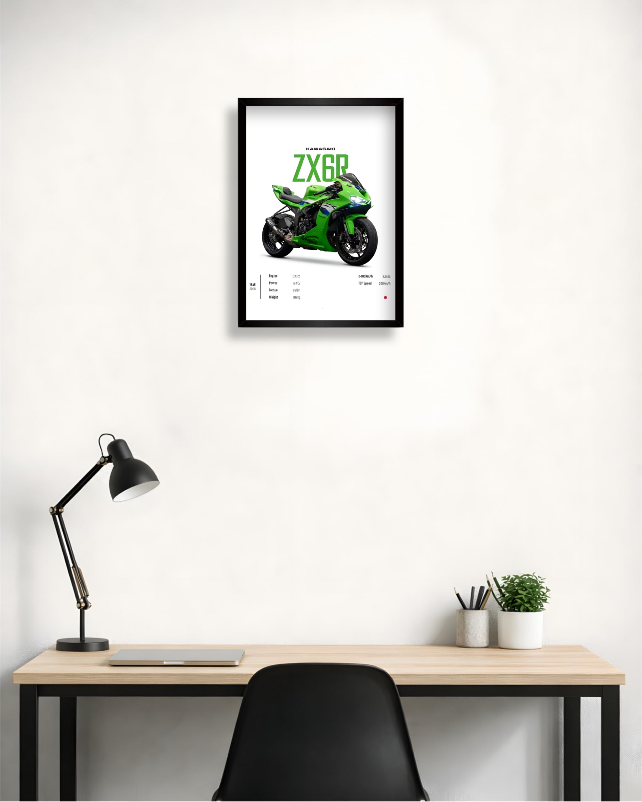 SK GALLERY Ninja ZX-6R Wall Poster Frame | Aesthetic A4 Bike