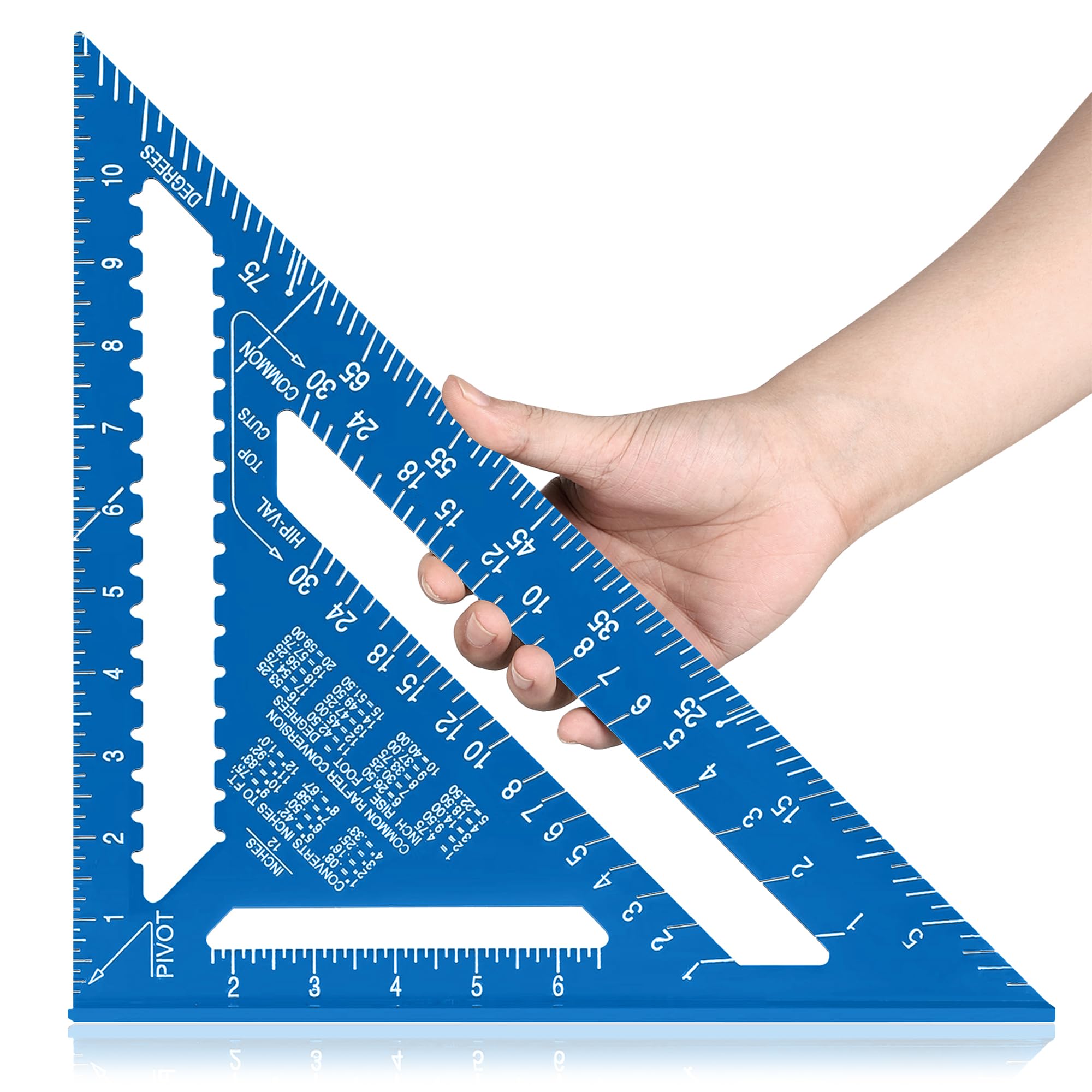 Beslands Aluminum 12-inch Rafter Square Professional Carpenter Measuring Layout Tool Alloy Metal Triangle Ruler Imperial Protractor for Woodworking,