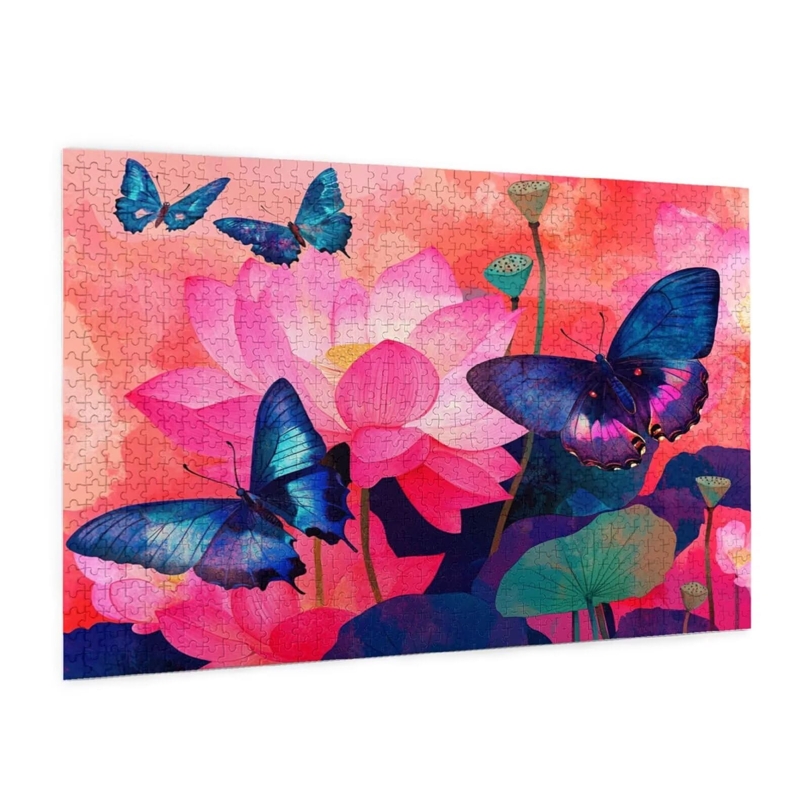Puzzle motyl, 1500 elementów, puzzle lotosu dla dorosłych, z pudełkiem na prezent, "zrób to sam", duże drewniane puzzle dla dorosłych, gra zręcznościowa dla całej rodziny, prezenty dla kobiet, 87 x 57