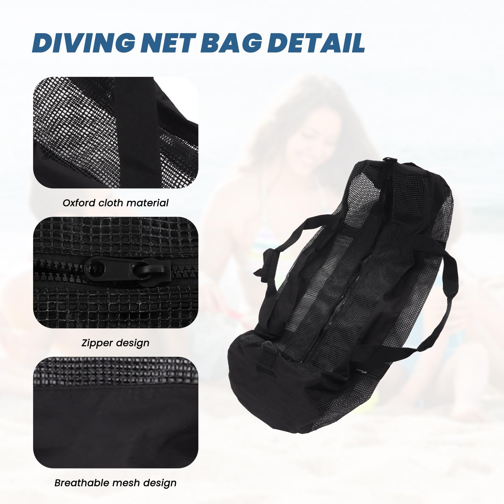 Topyond Borsa a Rete Extra Large per Trasportare l'Attrezzatura Subacquea, Borsa Rete Pieghevole Oversize con Rete Traspirante e Maniglia per Immersioni, Snorkeling, Nuoto e Campeggio