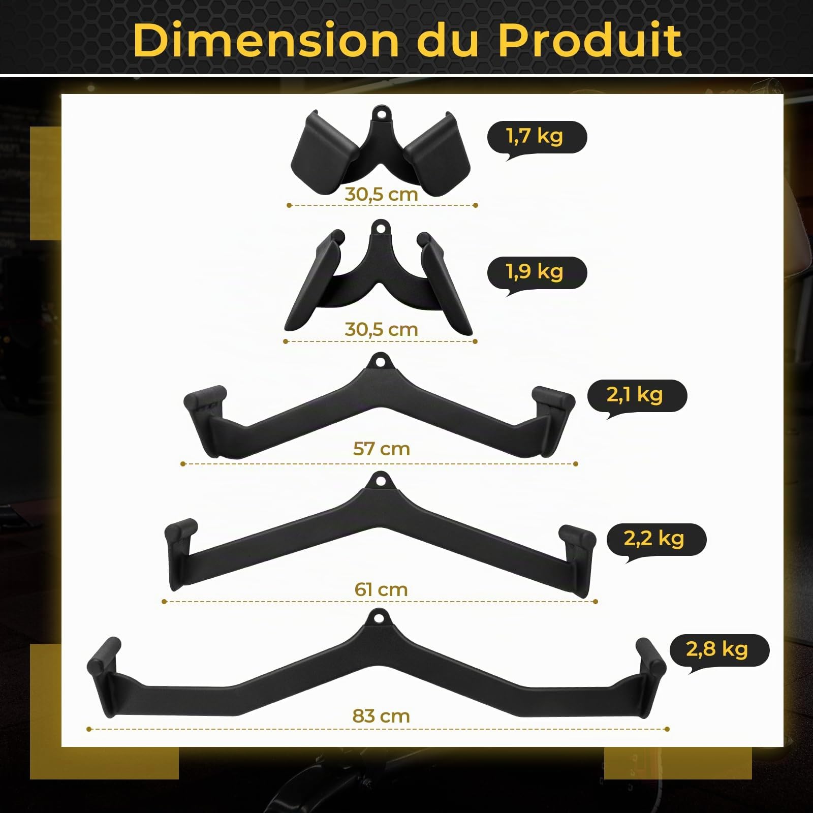 GOPLUS Barres de Tirage pour Machine à Câbles avec Poignées Ergonomiques, Forme de T et V pour Rameur, Poignées pour Entraînement du Dos, Biceps et Triceps, pour Salle de Sport à Domicile