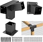 15° 3-Way 3pcs Slanted Roof Pergola Bracket Set, Roof Wall Mount Extension Bracket Kit,4