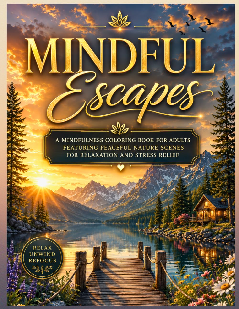 Mindful Escapes: A Mindfulness Coloring Book for Adults Featuring Peaceful Nature Scenes for Relaxation and Stress Relief