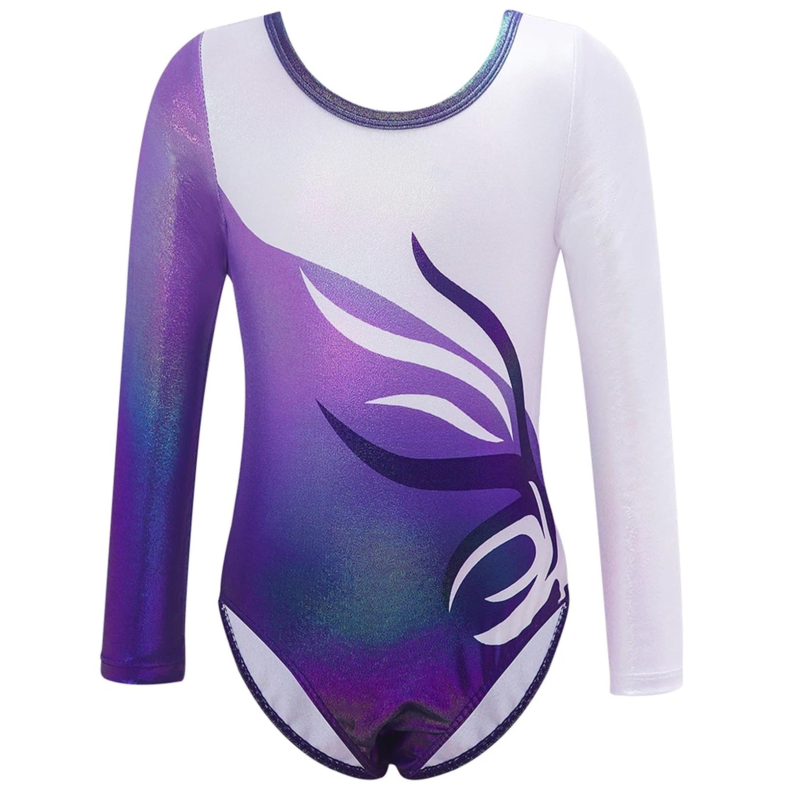 Maillot Gimnasia Ritmica Leotardo de Gimnasia for niñas, Trajes de Baile de una Pieza, Biketards, Ropa de práctica Brillante, Leotardo de Danza de Ballet con Pantalones Cortos(10)