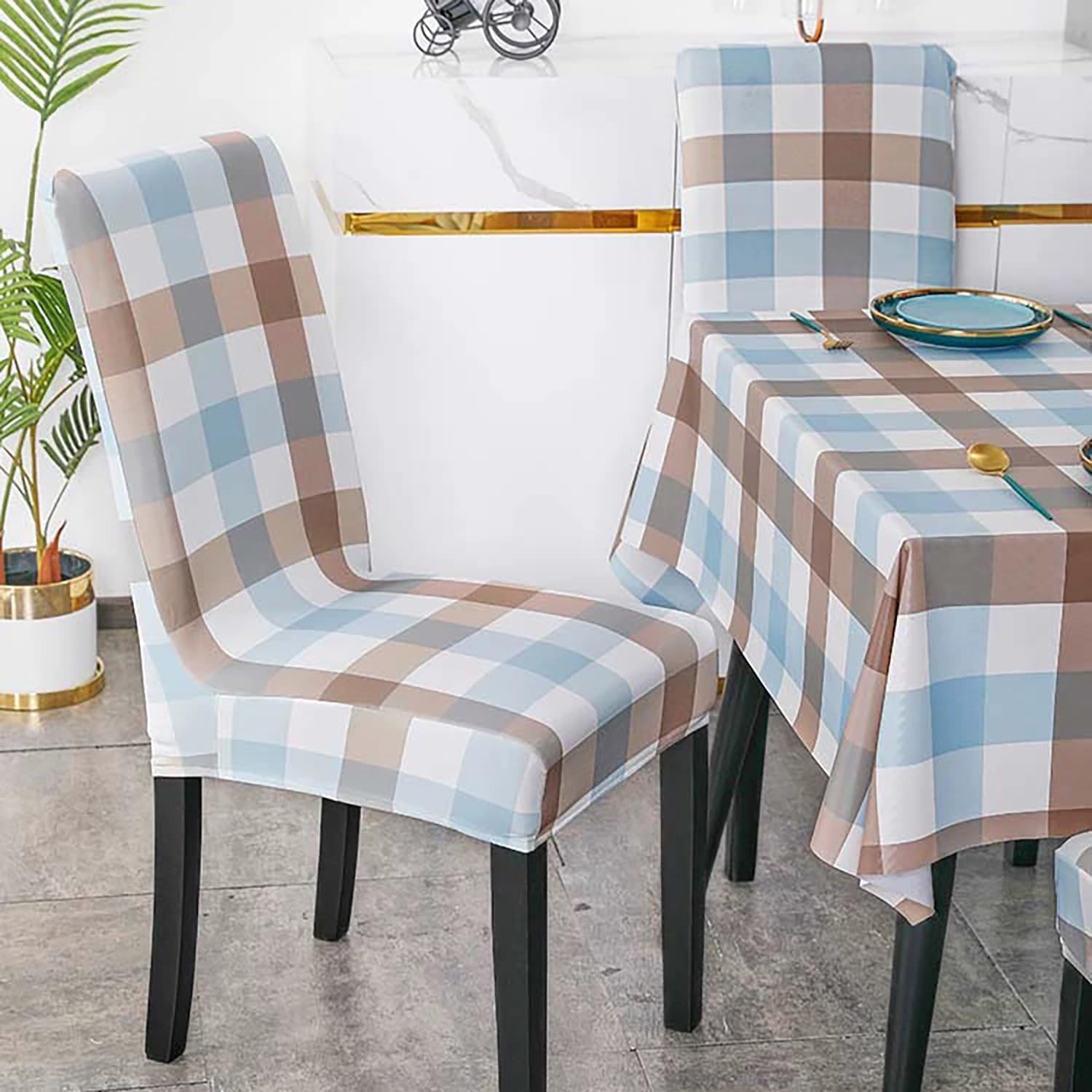 Amazon.co.jp: チェック柄ダイニングチェアカバー 1/2/4/6 個 高
