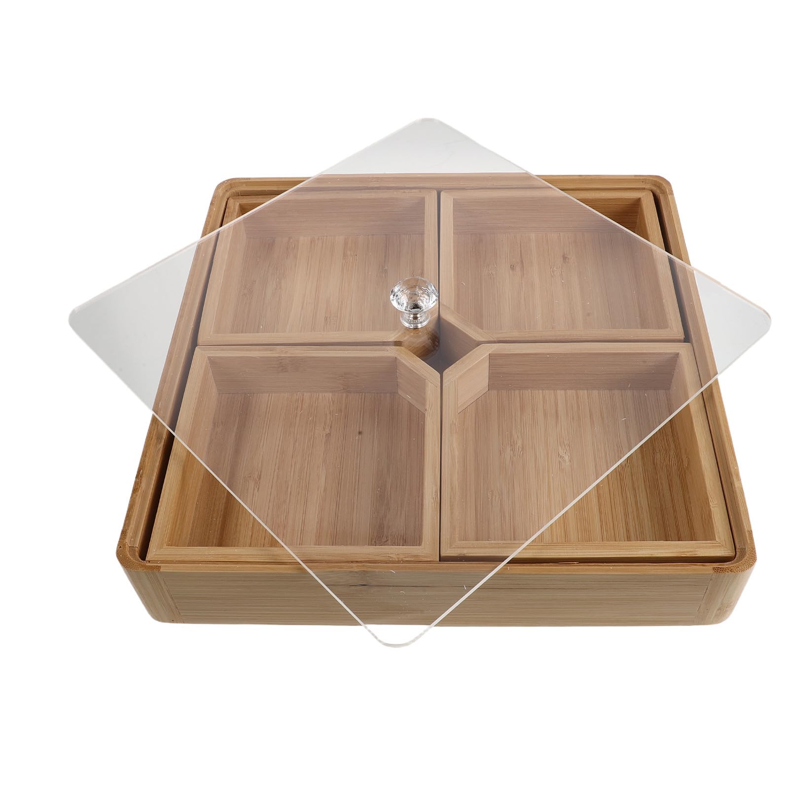 Gadpiparty Plateau de Service en Bambou pour Noix, 4 Compartiments