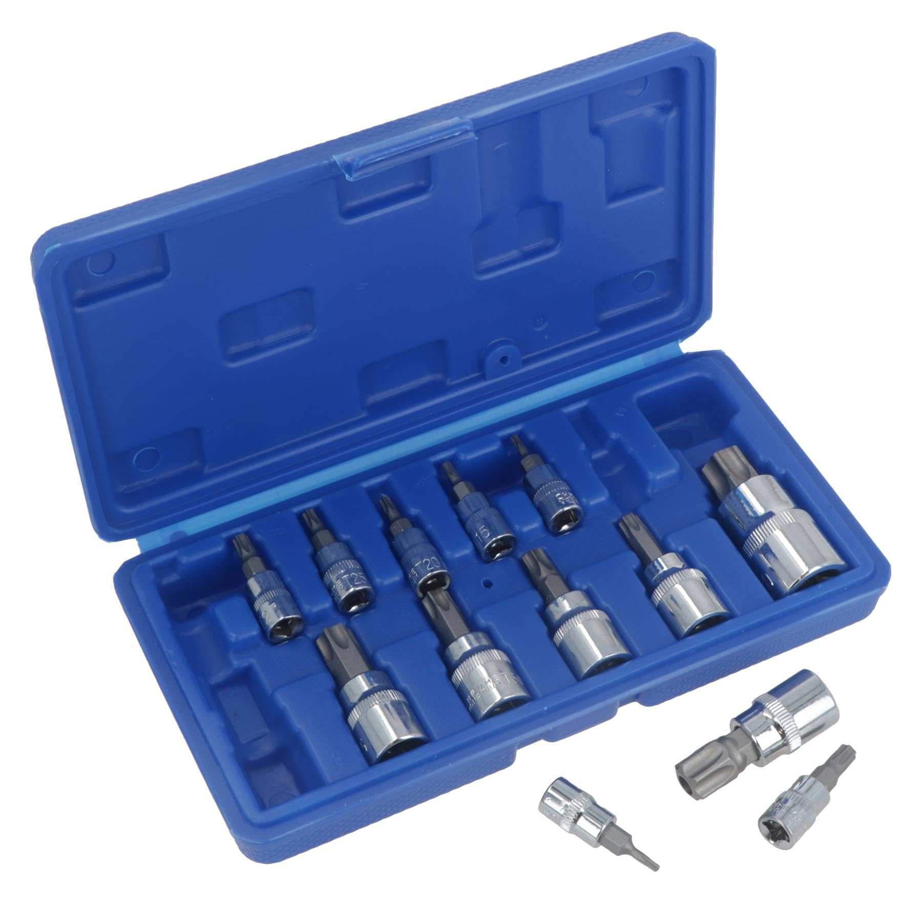 13pc Tamper Proof Torx Star Bit Socket Set 1/4 inch 3/8 and 1/2" Drive T8 - T70 AT724