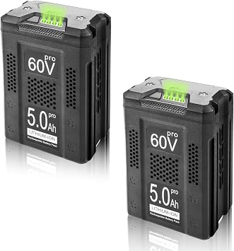 2 Packs 60V 5.0Ah Replacement for Greenworks 60V Battery, Compatible with Greenworks 60 Volt Battery LB60A00 LB60A01 LB60A02 LB60A03 LB602 LB6025 LB604 LB6041 LB6042 LB6051 LB6080 Cordless Power Tools
