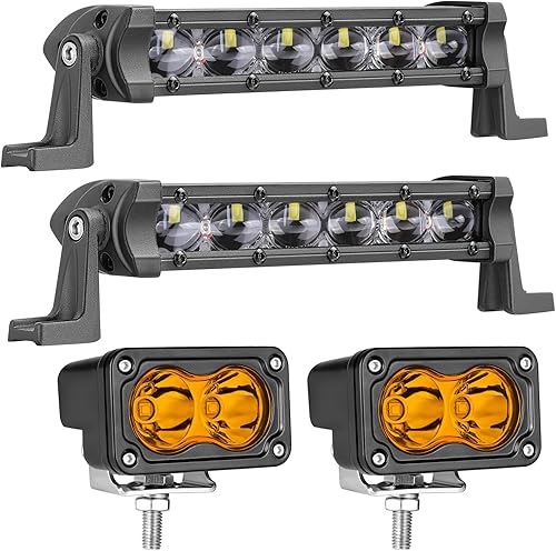 AKD Part Cápsulas LED ámbar de 3" + barra de luz LED de 7"