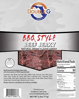 Double G Craft Jerky Quality Snack | Healthy Beef Jerky Snack | Excellent Energy for Disc Golfers | Garrett Gurthie Jerky | (2.5 Ounce, BBQ Style Beef Jerky)