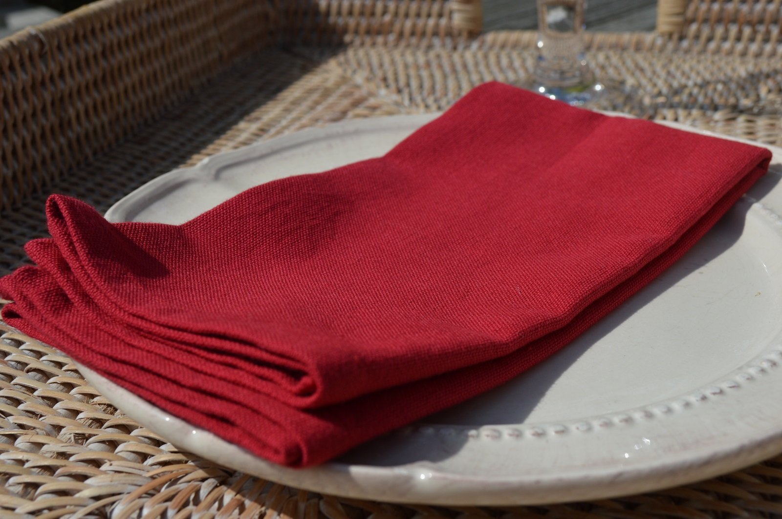 Quayside Home Napkins, 100% Cotton Christmas Red, Pack of 4
