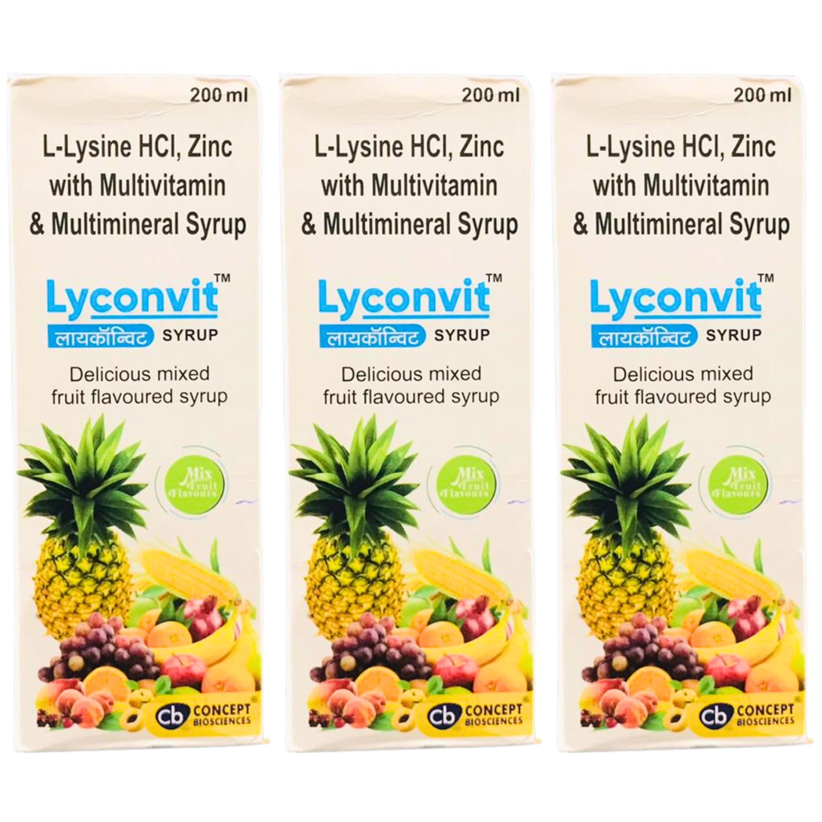 Lyconvit Syrup | Zinc | L-Lysine HCI | Multivitamin | Multimineral | 200ml | Pack of 3 (B0CHFH9DVT) Amazon Price History, Amazon Price Tracker