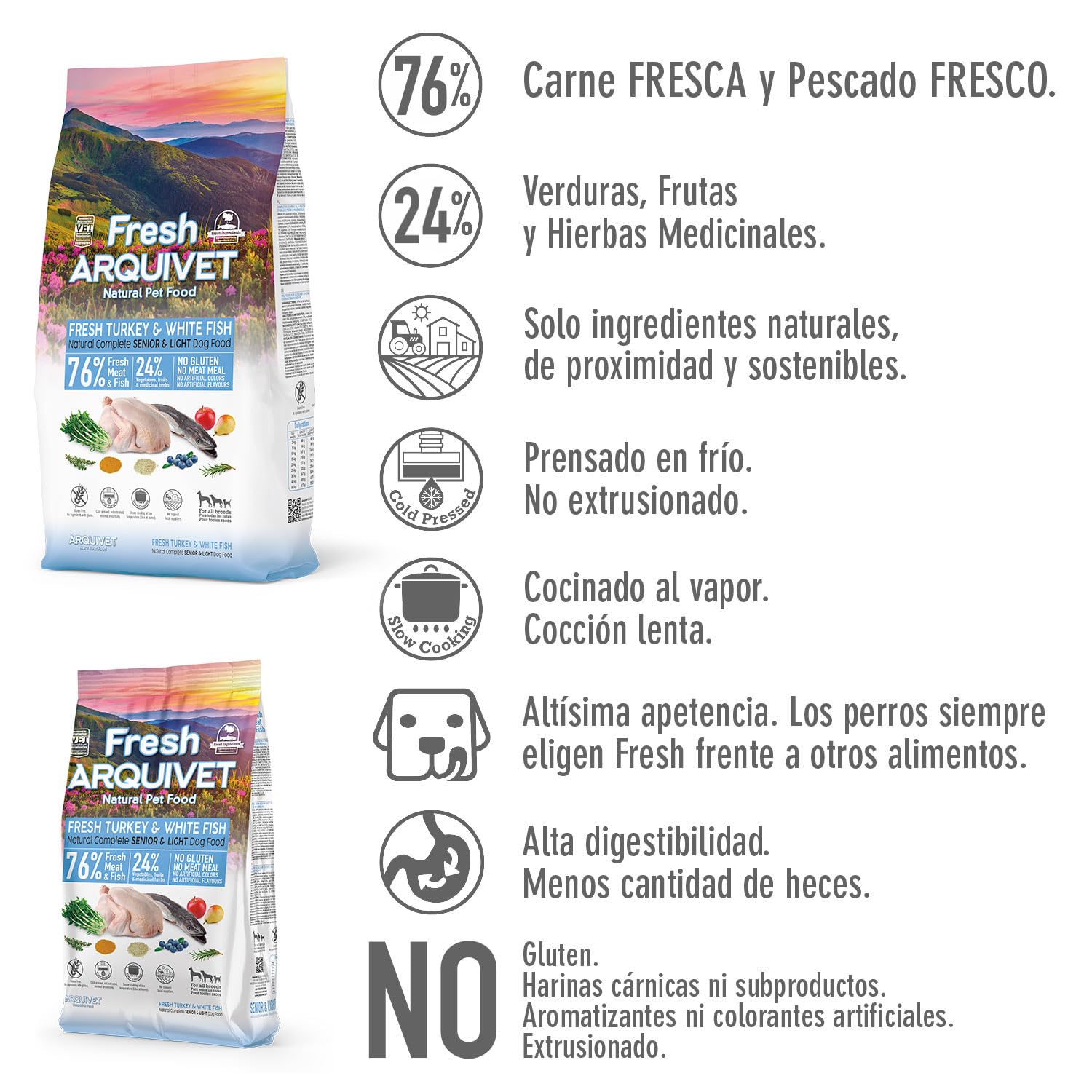 Arquivet Fresh Senior Light Turkey & White Fish 2,5Kg - Karma półwilgotna