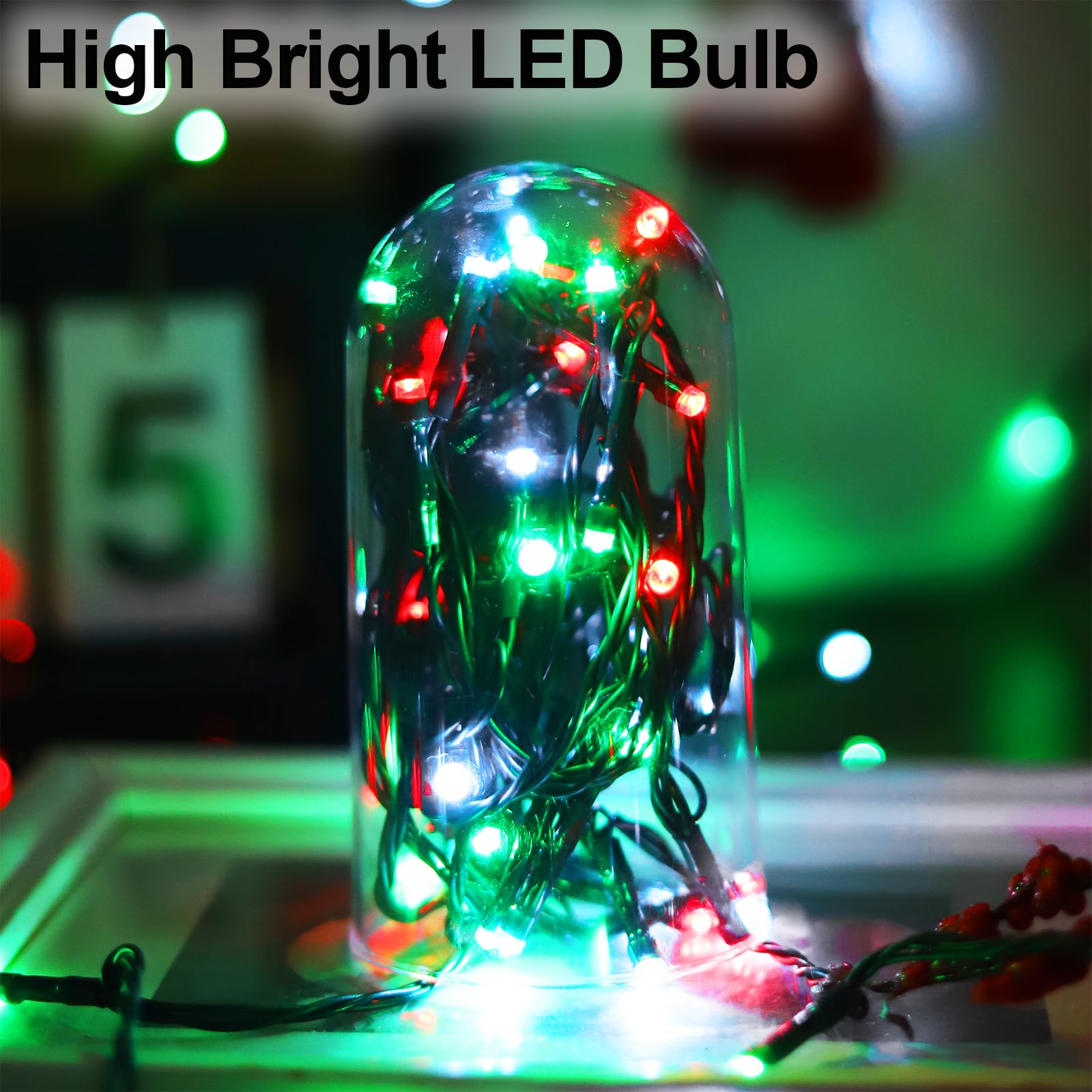Luces solares de Navidad rojas, blancas y verdes para exteriores, paquete de 2 tiras de 400 luces LED de 152 pies con 8 modos IP44 impermeables para árbol, jardín, patio, boda, fiesta, decoración de