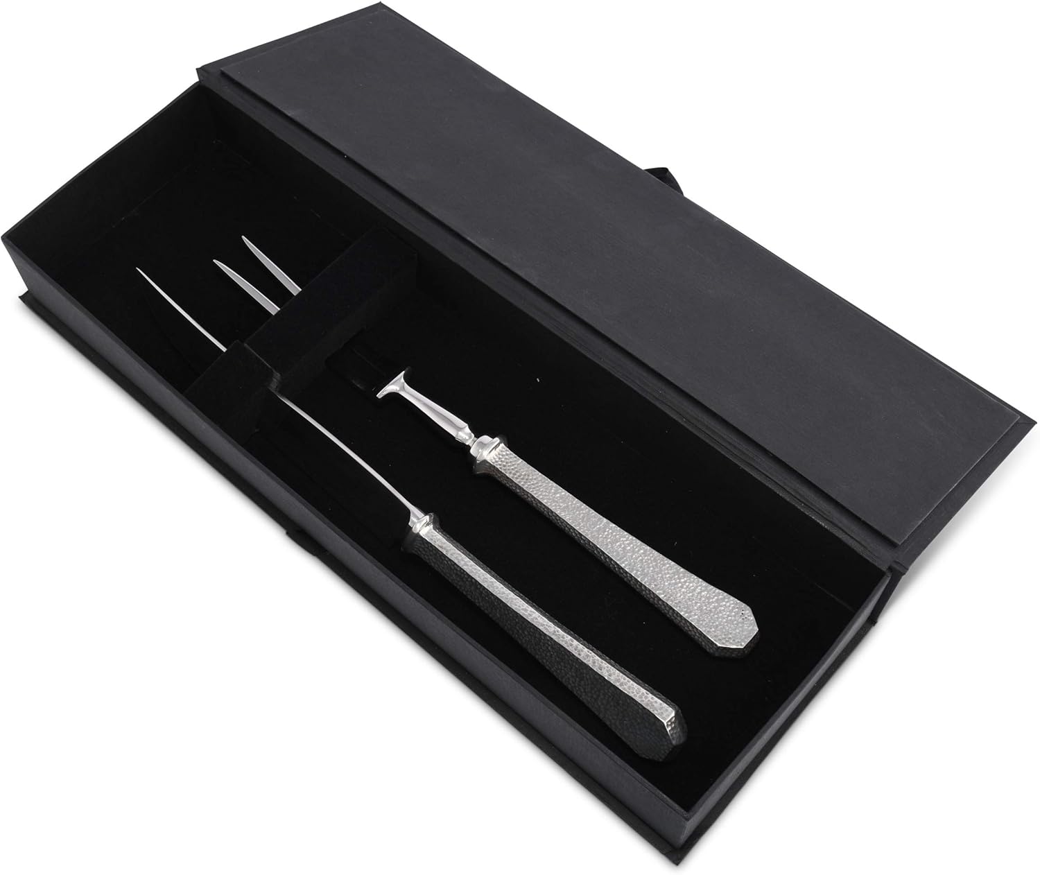 Vagabond House Pewter Hammered Carving Set 12 inch Long