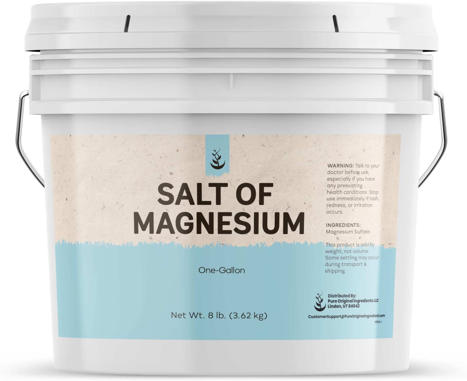 PURE ORIGINAL INGREDIENTS Organic Salt of Magnesium: Epsom Salt (1 Gallon Bucket, 8 lbs) by , USP & Food Grade, Unscented, Soothes Sore Muscles, Natural Exfoliant, Anti-Inflammatory