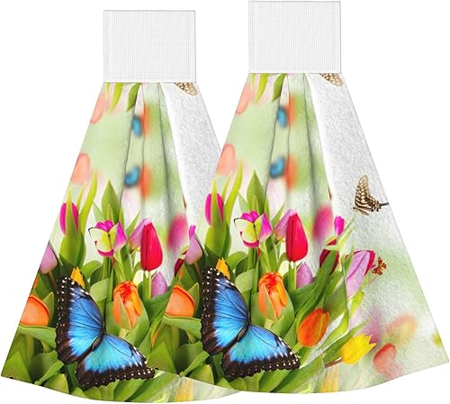 Miniatura 16 de Toallas de mano retro de los años 70 para cocina, diseño de margaritas, estilo bohemio, de secado rápido, con lazo, 2 unidades, para baño, baño,