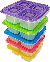 AQSXO 5 Pcs Bento Snack Food Containers, Divided Food Storage with Lids for Travel, Reusable Meal Prep Lunch Containers.