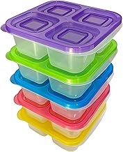 AQSXO 5 Pcs Bento Snack Food Containers, Divided Food Storage with Lids for Travel, Reusable Meal Prep Lunch Containers.