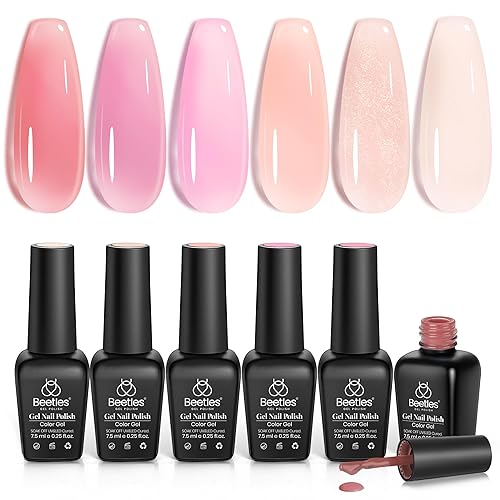 Beetles Jelly Gel Nail Polish Set, 6 Colors Jelly Nude
