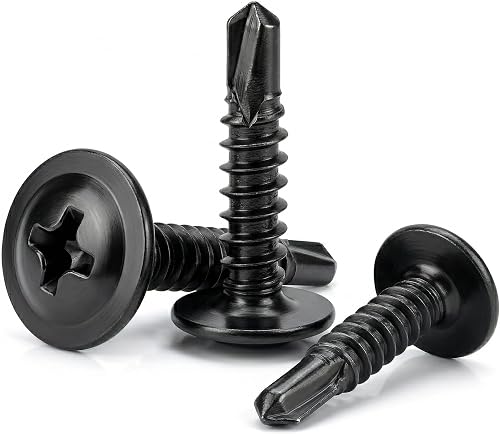SKGSLFIX 100Pcs #8 x 3/4" Black Zinc Carbon Steel Self Drilling Tek Screws