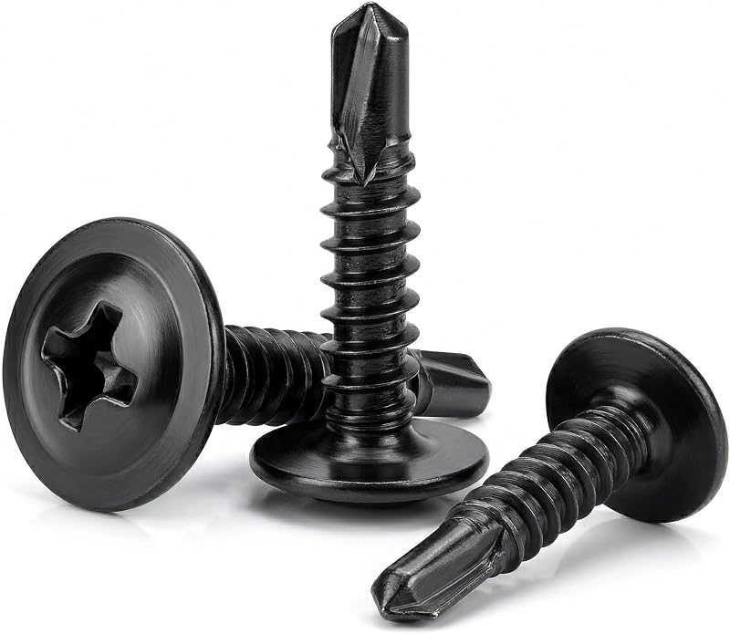 SKGSLFIX 100Pcs #8 x 3/4″ Black Zinc