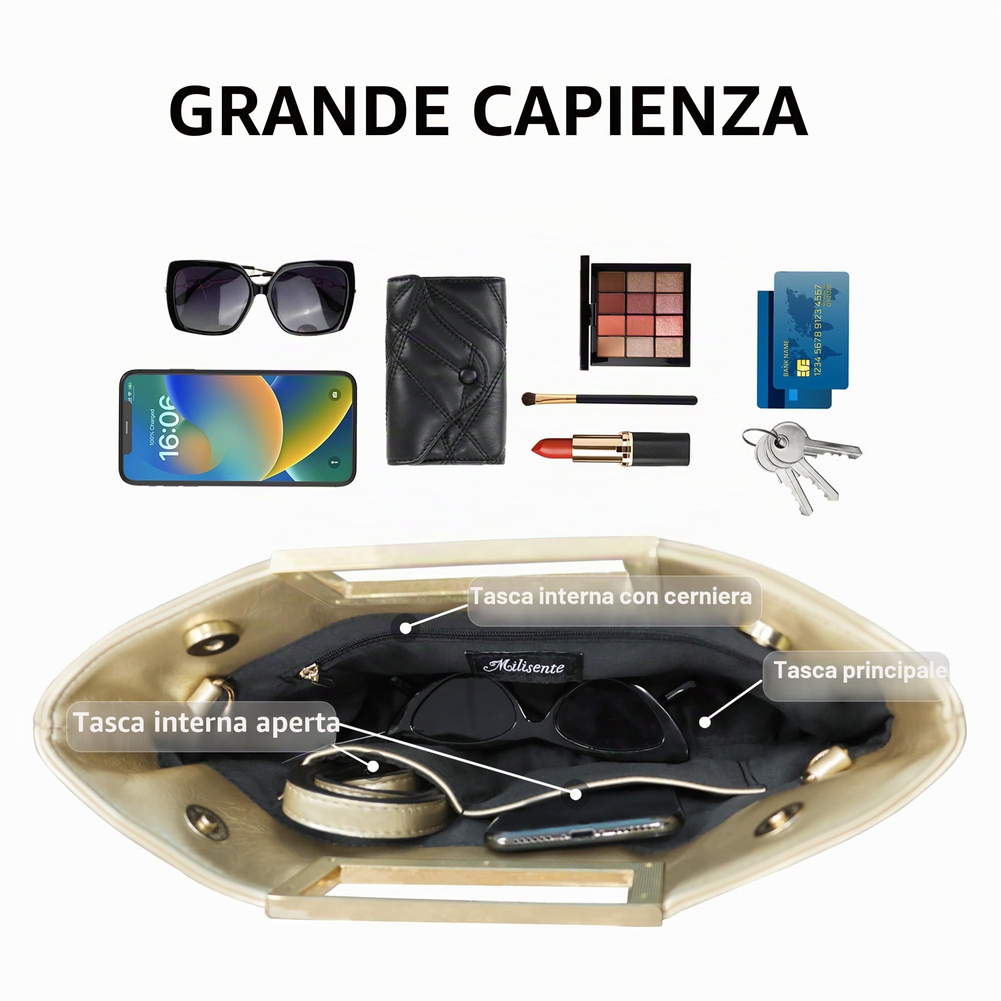 Borsa a tracolla da donna, elegante borsa da sera con maniglia, per matrimonio