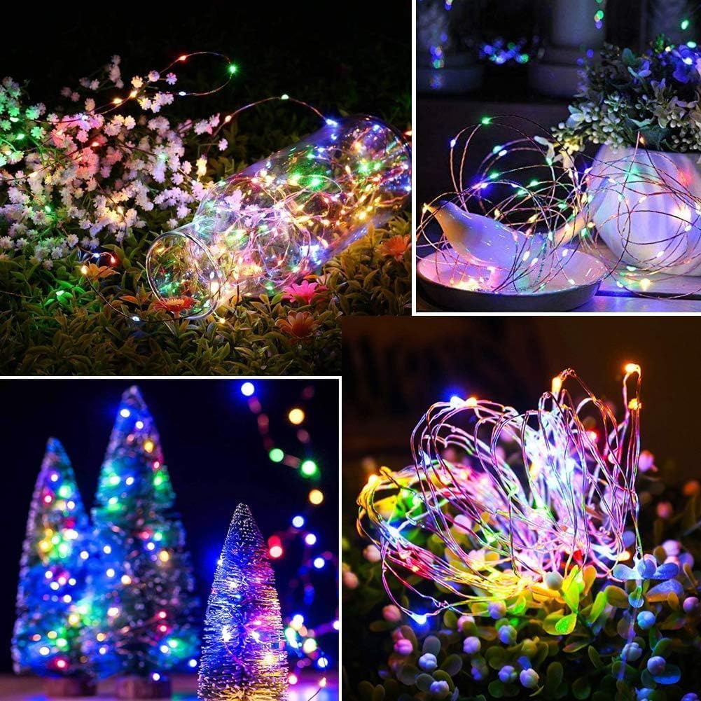 Striscia di luci solari per esterni, confezione da 2 pezzi, 32 m, 320 LED, RGB, filo di rame, impermeabile, luminoso, 8 modalità, luci a fata stellata, per giardino, feste, casa, decorazione