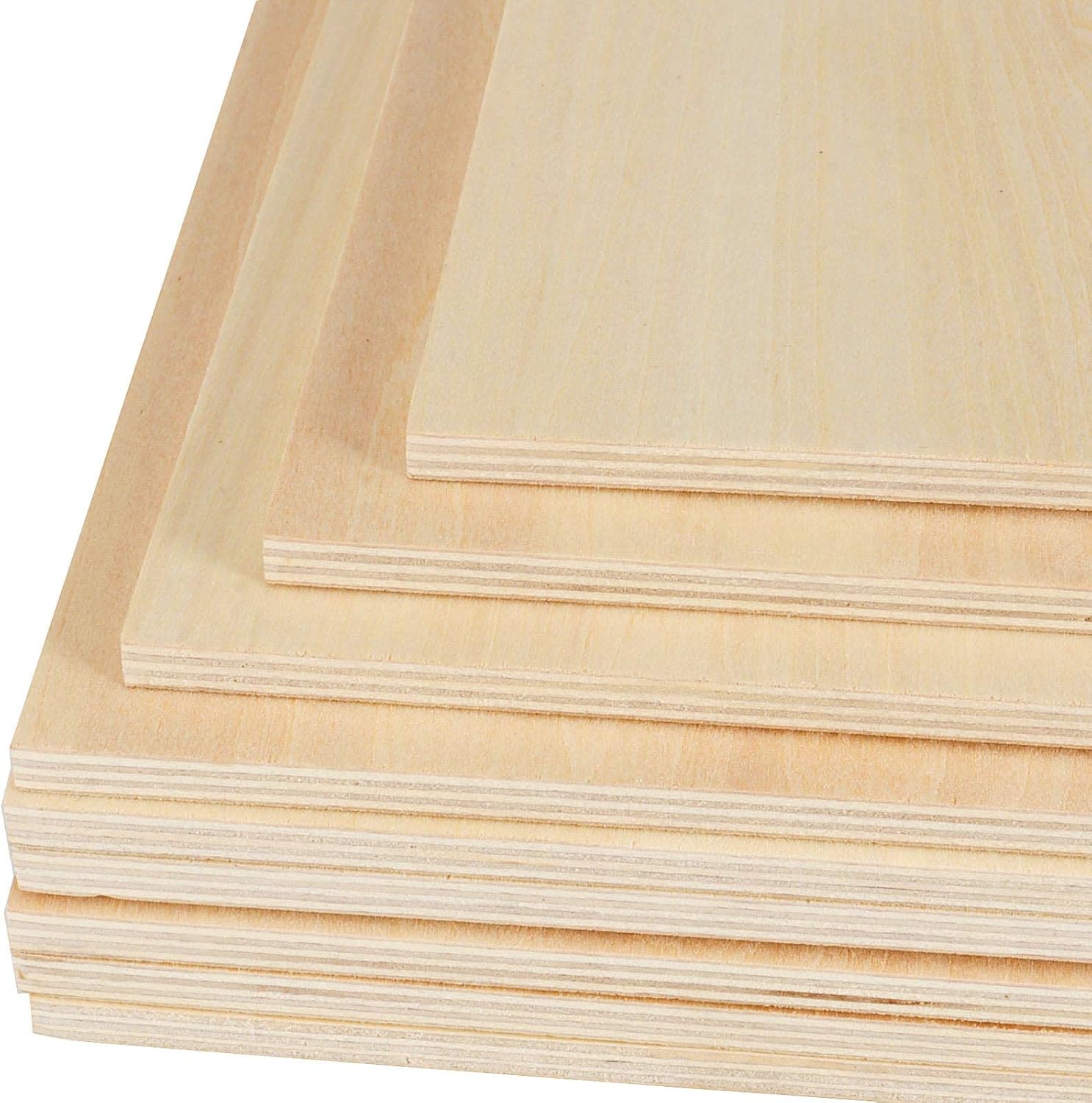 JAPCHET 20 Pack 8 x 8 Inch Basswood Plywood Sheets, 1/4 Inch Unfinished Sheets for Crafts, School Projects, Wood Engraving, Wood Burning, Laser Projects