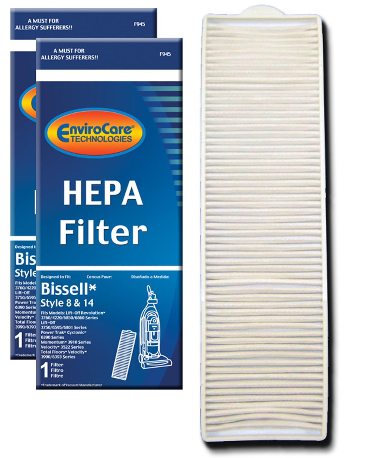 EnviroCare Premium Replacement Vacuum Cleaner Post Motor HEPA Filter Designed to Fit Bissell Style 8 & 14 Uprights 2 Filters