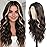 HMHIFI Long Brown Wig for Women 26Inch Wavy Curly Brown Highlight Blonde Hair Wigs Synthetic Hair Replacement Wig Heat Resistant Hair Wig for Daily Party Use Halloween Costume Wigs