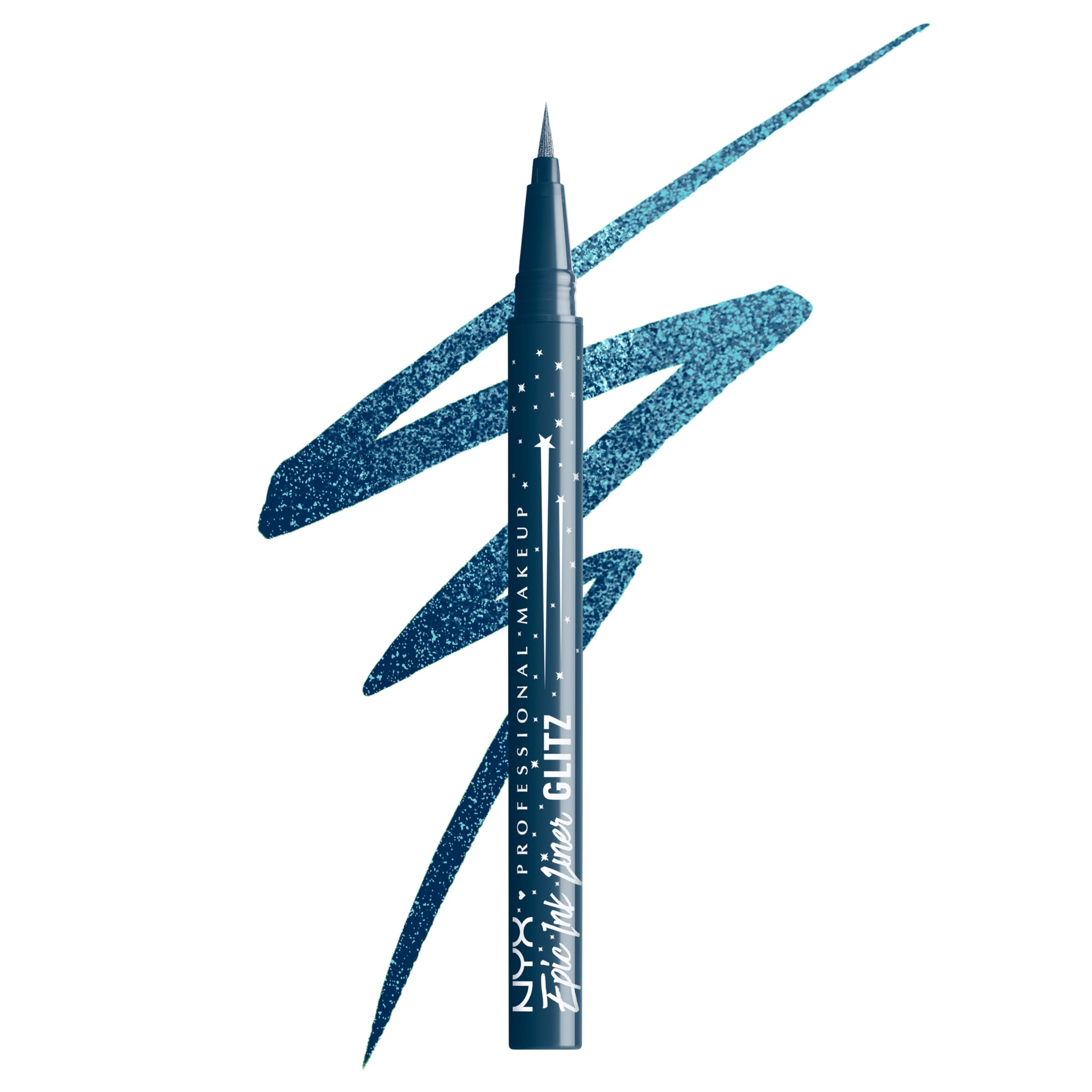 NYX Professional Makeup Epic Ink Jeans Glitz Liquid Eyeliner, Long-Lasting Waterproof Eyeliner With Glitter, Easy to Use, 1 Swipe Glitter Liner, Shade: Denim Dazzle