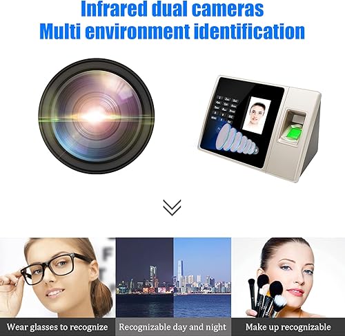 Miniatura 5 de Reloj de tiempo para pequeñas empresas, máquina de entrada y salida de reloj para empleados, máquina de asistencia al trabajo con reconocimiento