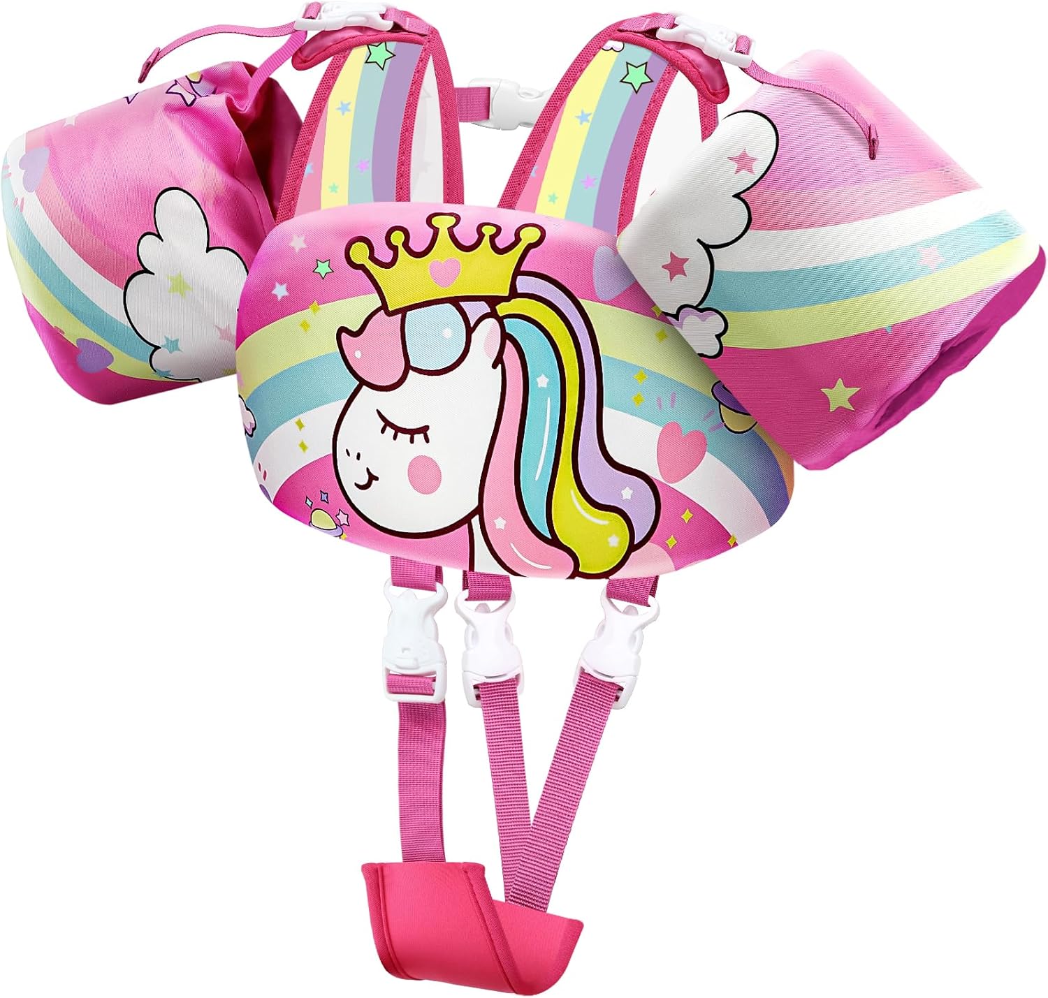 Vvinca Separable Toddler Swim Vest Fit 22-66 Lbs（2-6 Years）| 3 in 1 Toddler Floaties Pool Float & Arm Bands Boys and Girls, Adjustable Sturdy Safety for 2 3 4 5 6 Year