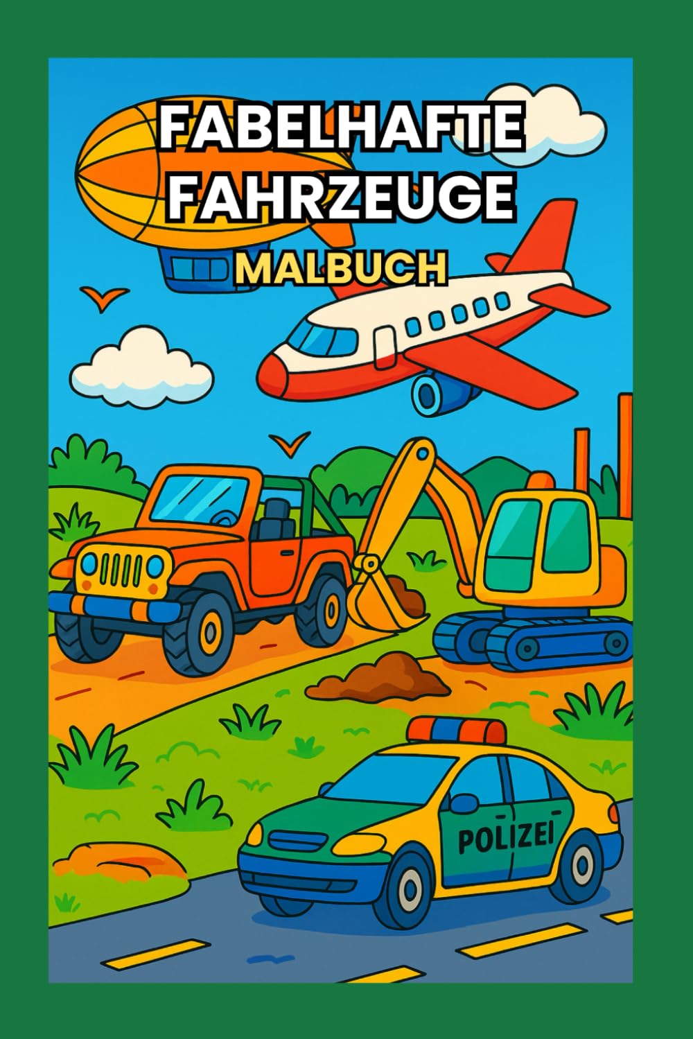 Malbuch Fabelhafte Fahrzeuge: Ein Malbuch für Kinder ab 3 Jahren mit Autos, Feuerwehr, Polizei, Flugzeugen und vielem mehr (Wunderbare Malbücher für Kinder ab 3 Jahren)