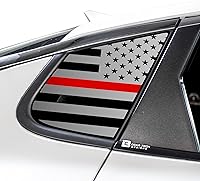 Vista 9 de BOGAR TECH DESIGNS Calcomanía de vinilo precortada con la bandera estadounidense de un cuarto de ventana, compatible con Kia Optima 2016-2020, negro