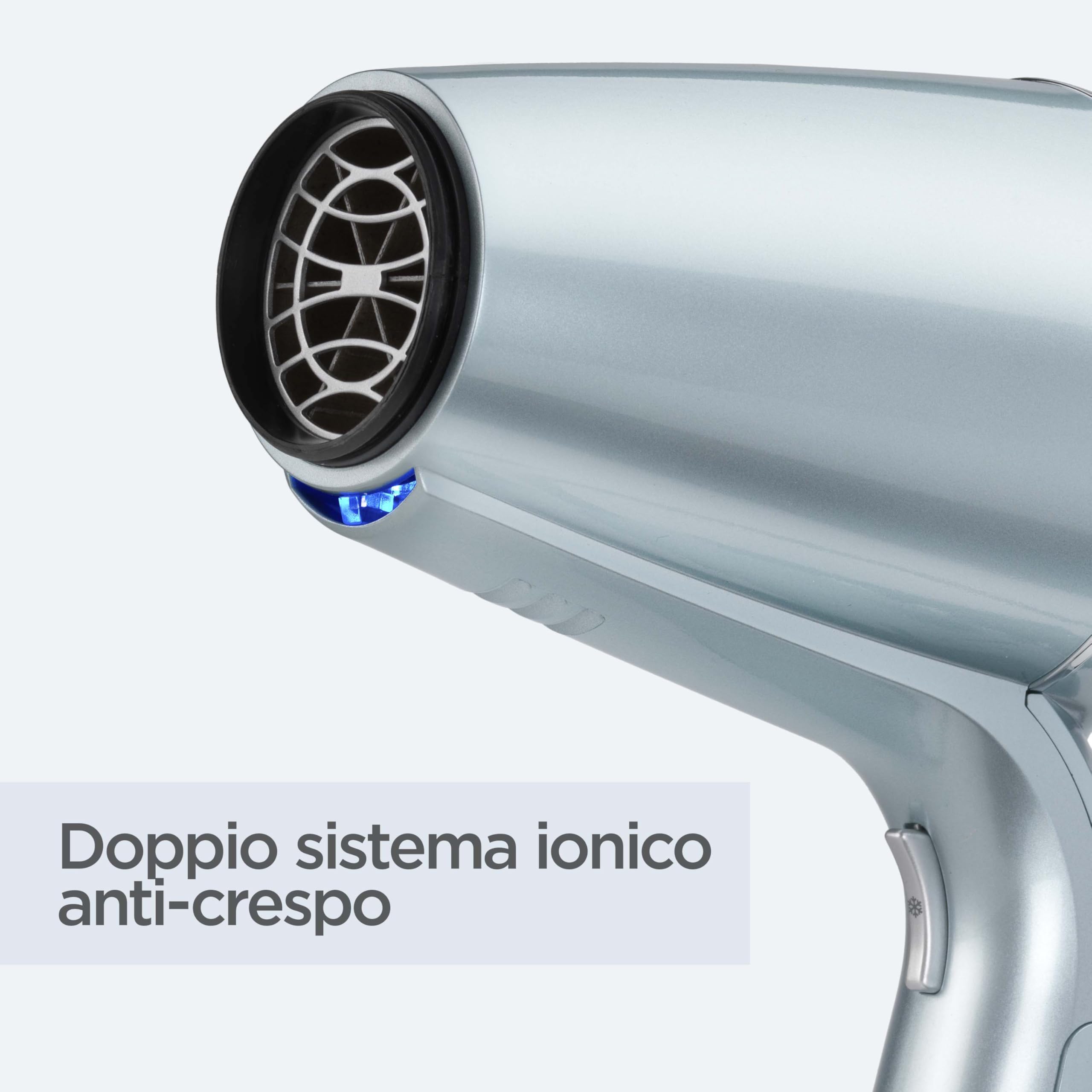 BaByliss Hydro‑Fusion Asciugacapelli con Diffusore – Asciugacapelli professionale ionico da 2100 W, tecnologia al plasma per capelli lucenti, design leggero, 3 temperature & 2 velocità, blu, D773DE
