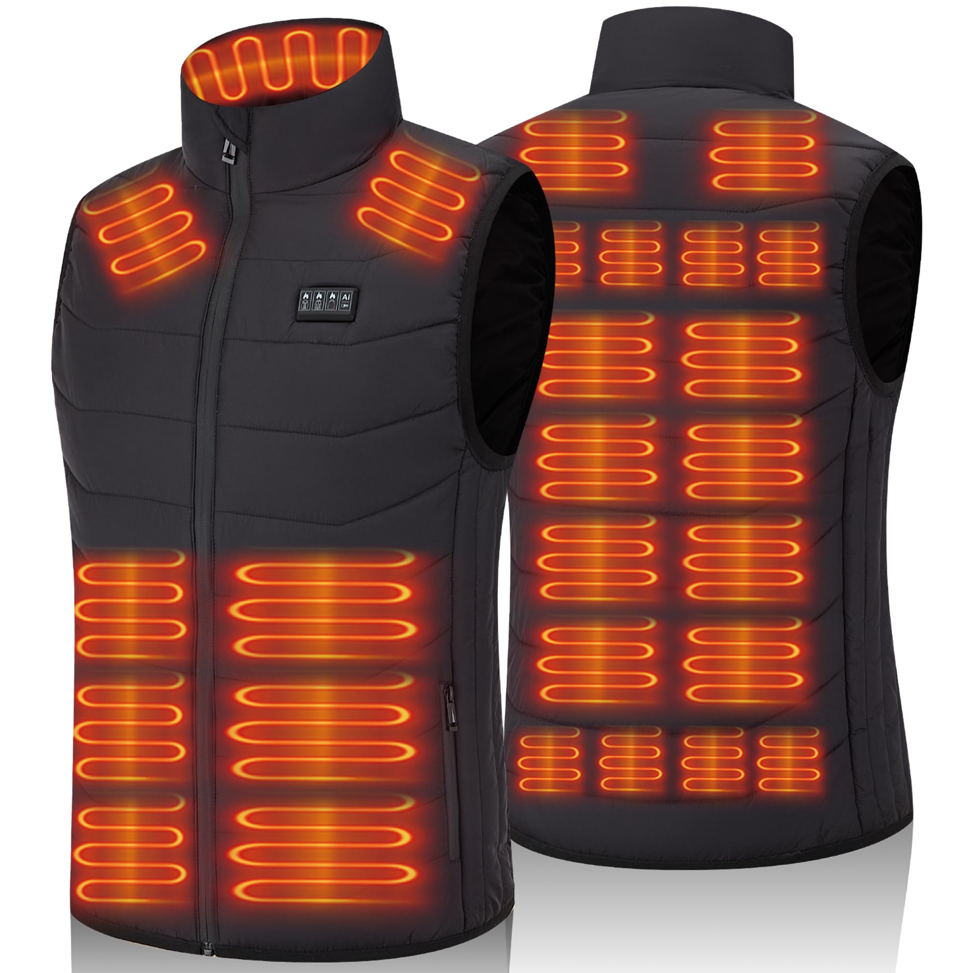 Beheizbare Weste Herren und Damen with 26 Heizbereiche – Heizweste with Kompatibel mit 5V/7.4V, schnelles Aufheizen, 4 Steuerzonen–Ohne Akku