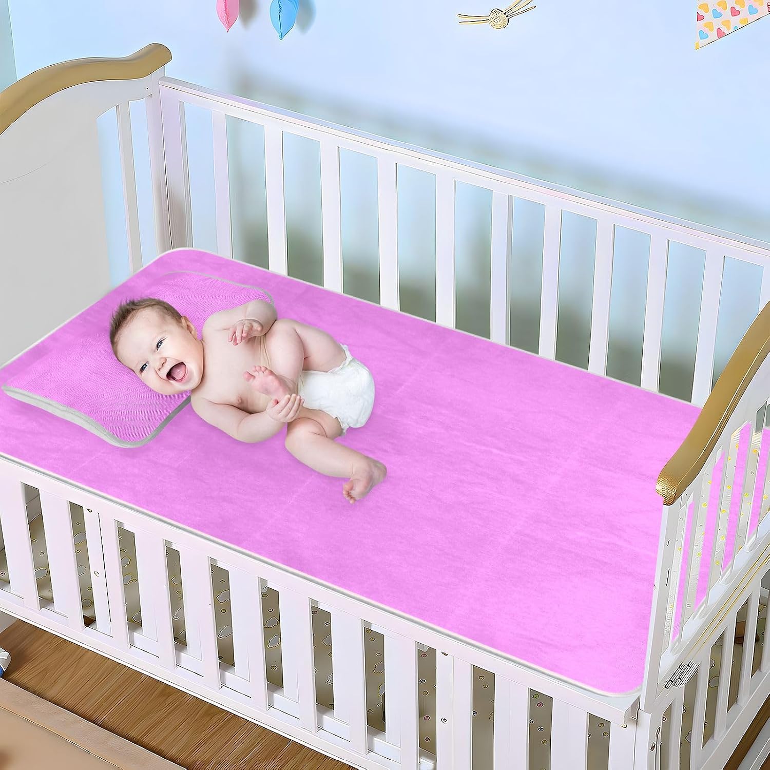 Rose Cooling Baby Bed Mattress 28" x 52" Washable Crib Padding for Sides for Kids, Adult