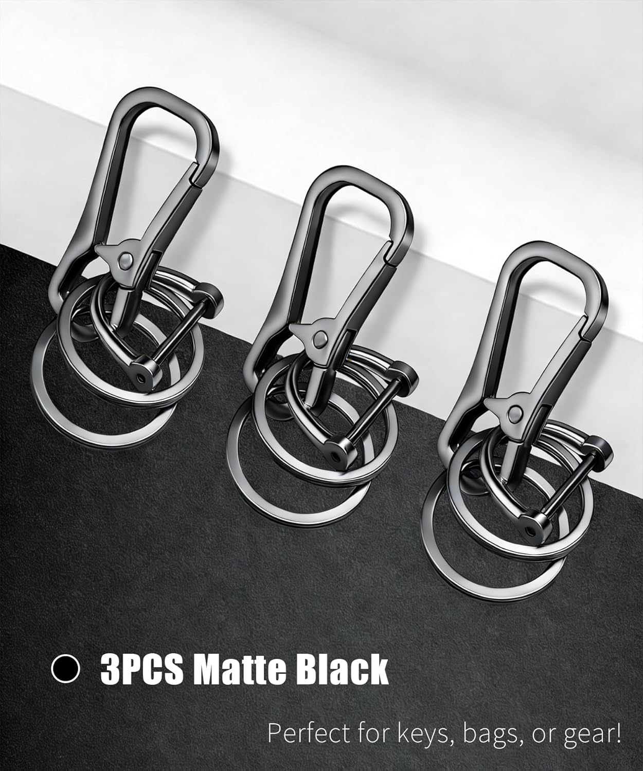 Keychain Clip with Key Rings and D Ring, Metal Key Chain Hooks Holder for Home Car Keys Carabiner Men Women - Image 2