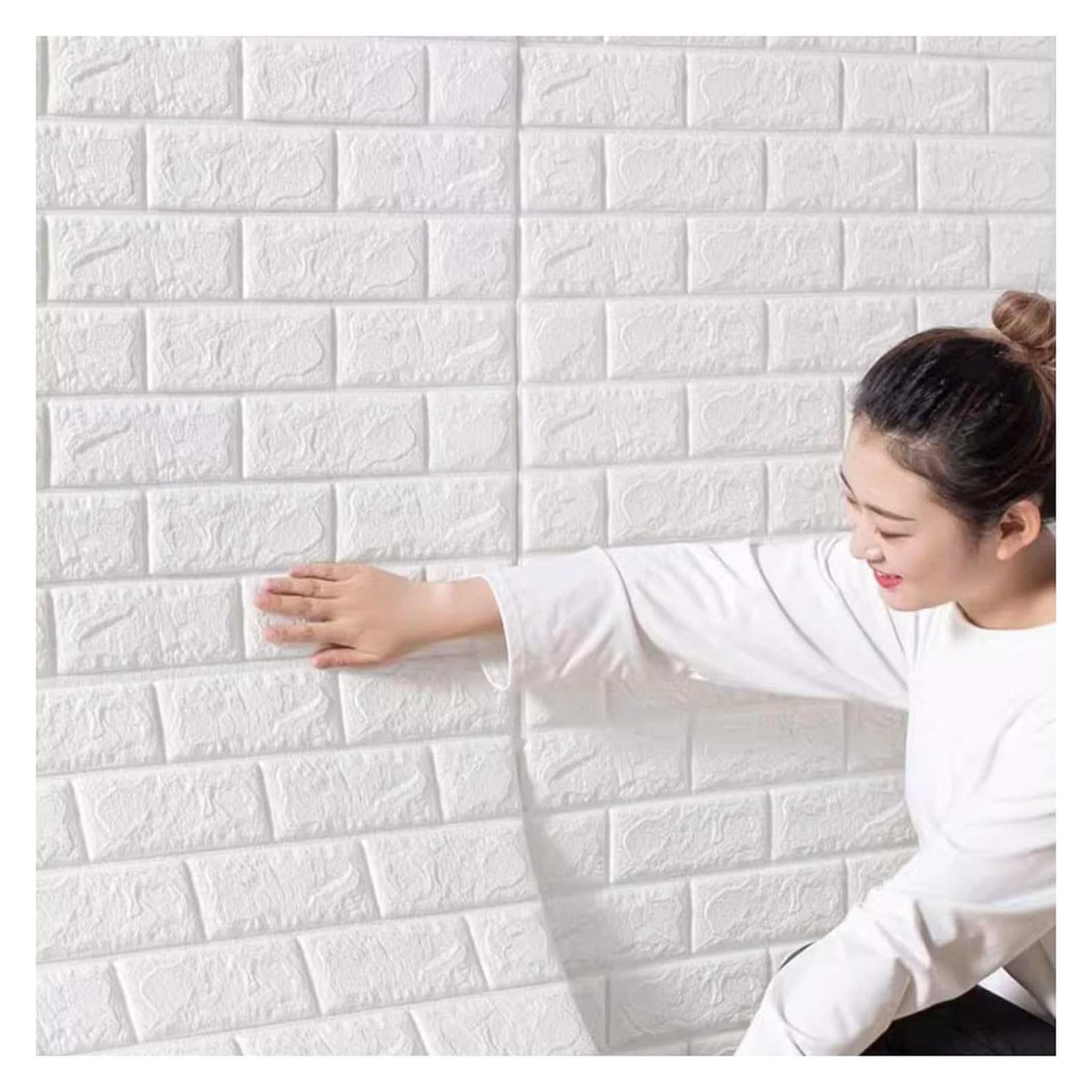 Adhesive wall Panels, Wall Panel， 3D wall Panels self Adhesive Peel and Stick White Brick Effect Wallpaper(70CMX15M)