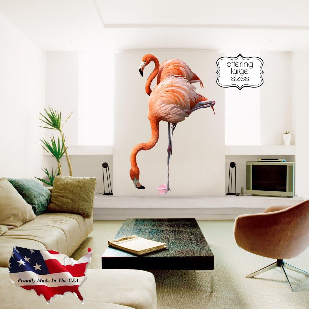 Flamingo Wall Decal, Flamingo Wall Sticker, Flamingo Full Color Decal, Flamingo Large Decal, Flamingo Wall Art, Flamingo Pink Decal pf46 (30 x 45)