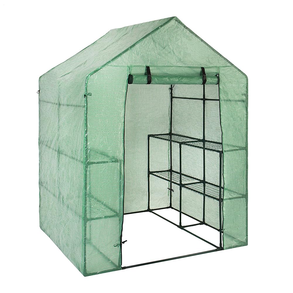 Serra da Giardino Copertura Griglia in PVC Walk-in, Impermeabile Anti-UV, 143x73x195 Cm