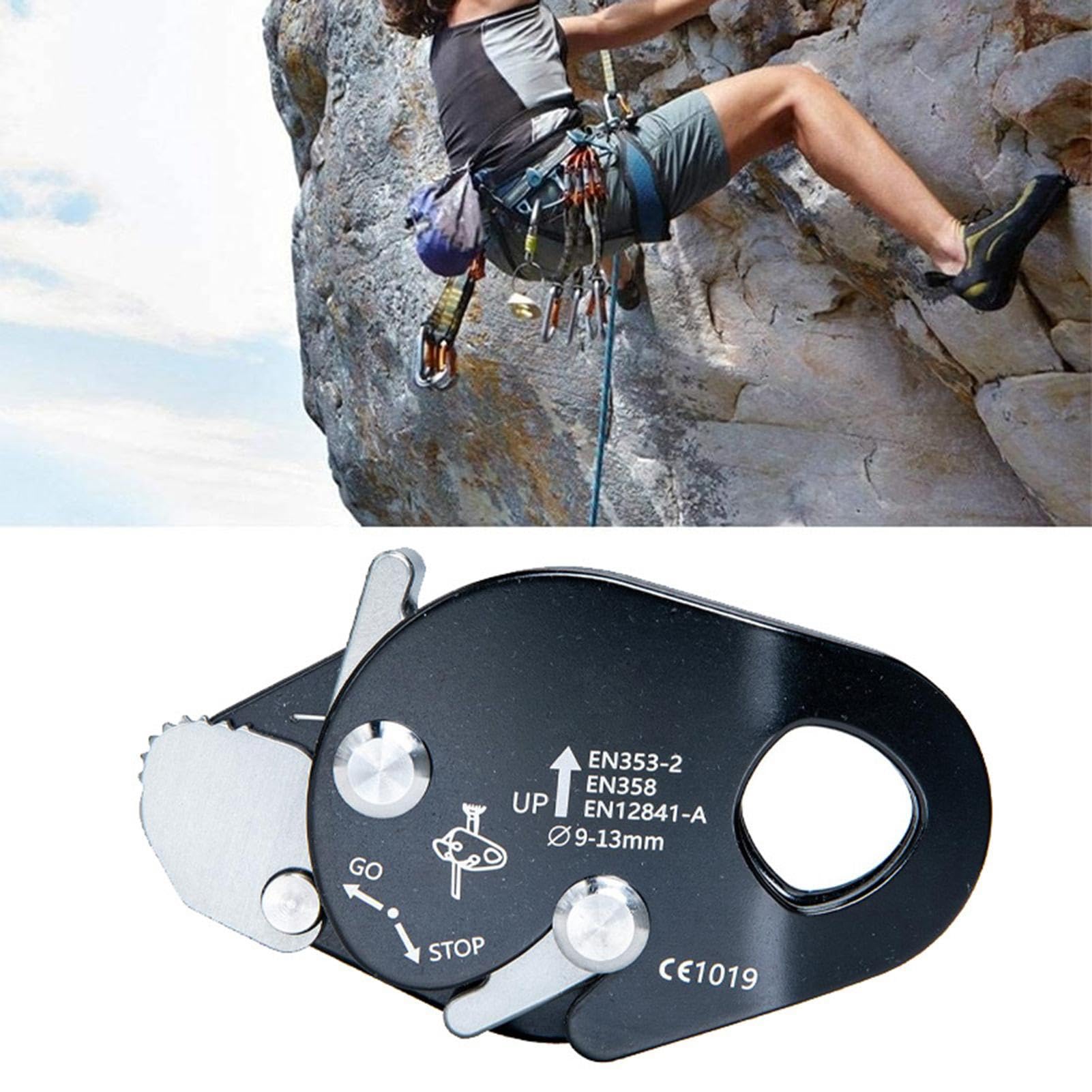Generisch Dispositivo per fune in alluminio, autobloccante, attrezzatura per arrampicata sugli alberi, arrampicata su roccia, montagna, fuga di fuoco, lavoro all'aperto e